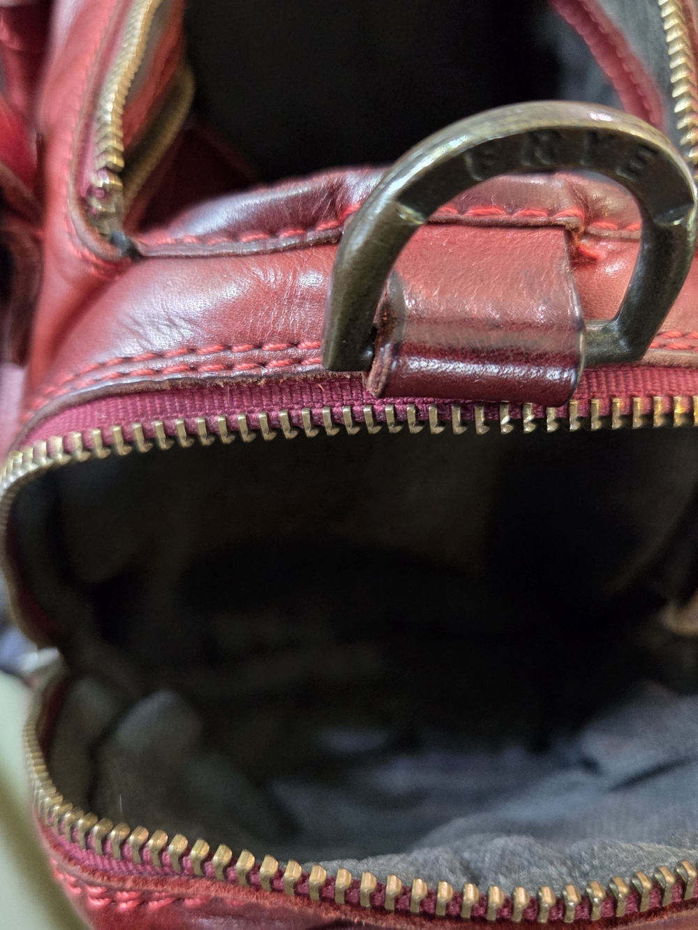 FRYE Red Leather Mini Satchel - Women's Bag - Picture 7 of 12